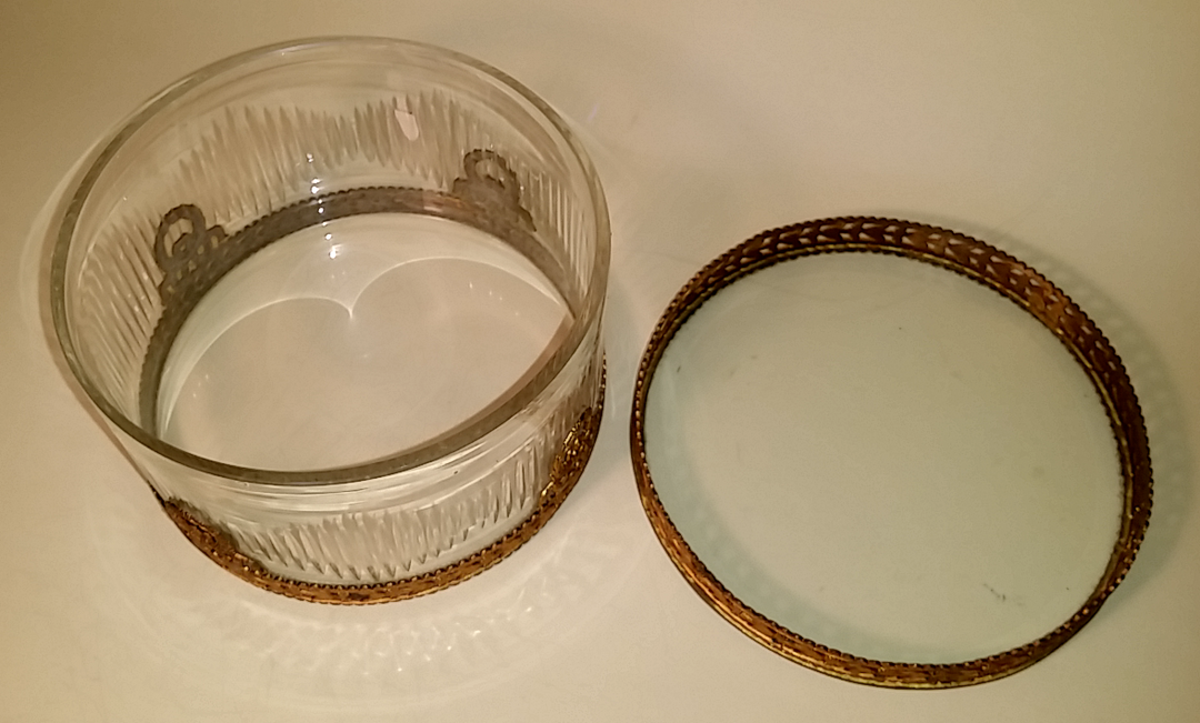 Antique French Baccarat Crystal Ormolu Bronze Box