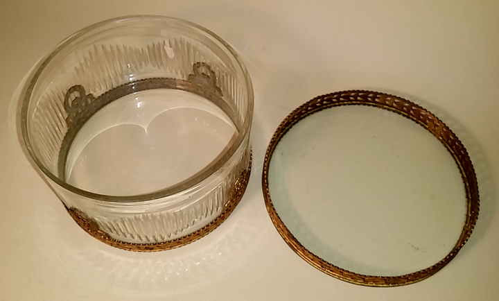 Antique French Baccarat Crystal Ormolu Bronze Box