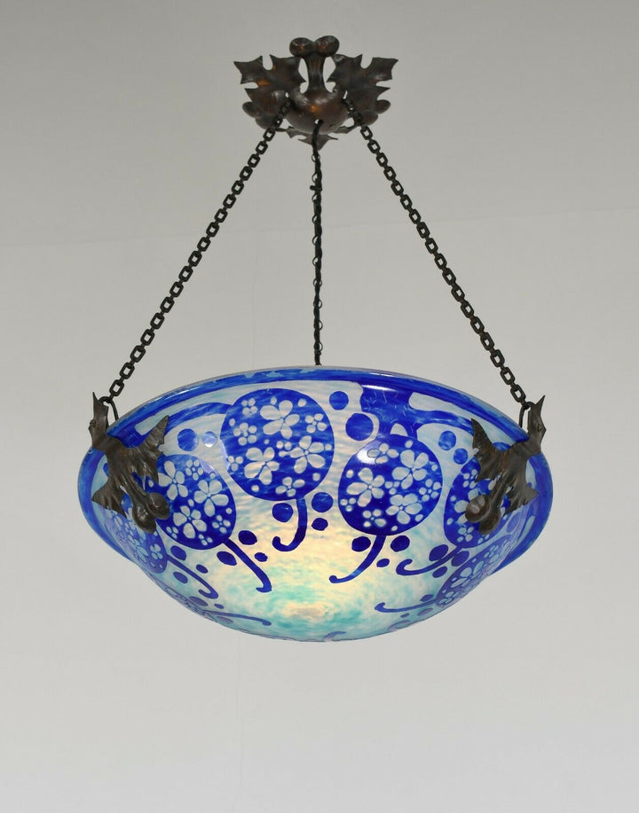 ル・ヴェール・フランセ（シュナイダー兄弟）　青のアールデコ様式シャンデリア