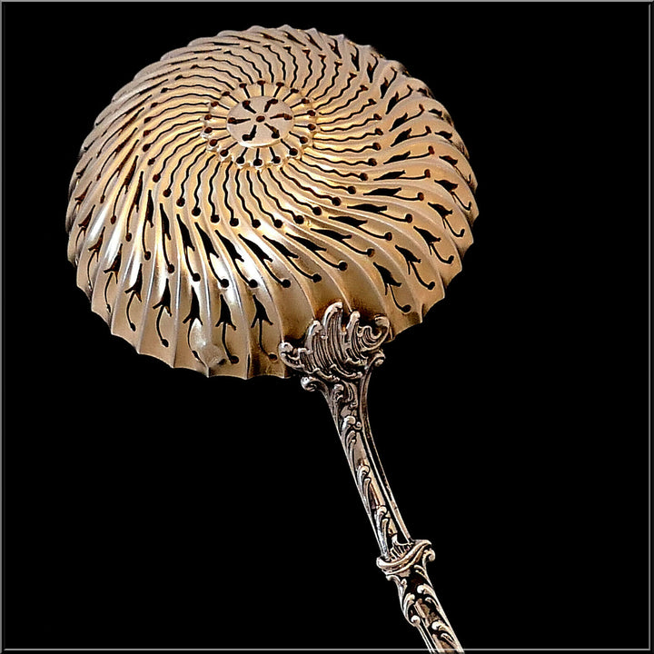 Soufflot French Sterling Silver 18k Gold Sugar Sifter Spoon
