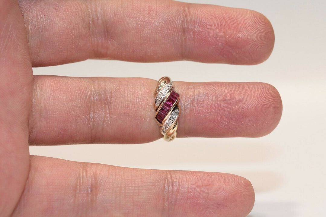 オリジナル ヴィンテージ 14K ナチュラルダイヤモンドとカリバー