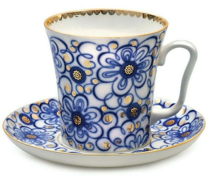 Imperial Porcelain Teacup & Saucer Lomonosov Mug LFZ Russian Bindweed 12 fl oz