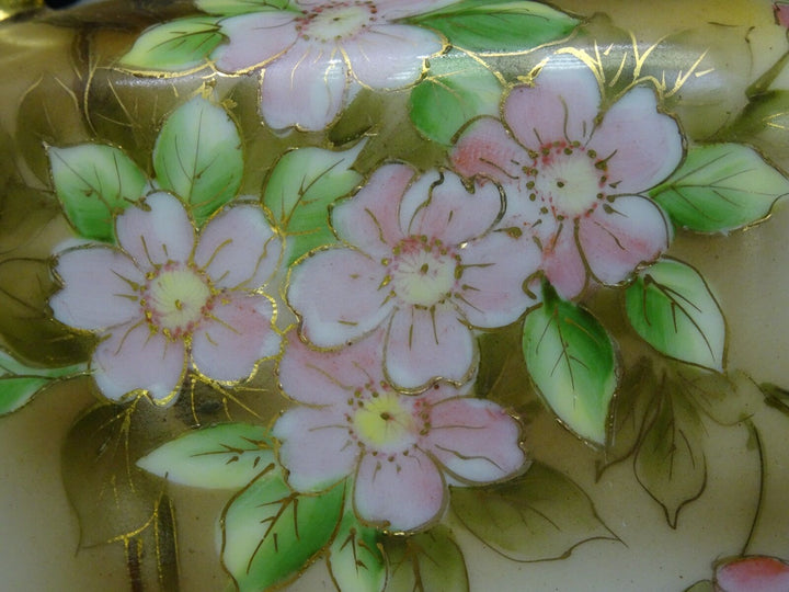 RARE ANTIQUE c.1911 MORIMURA NORITAKE HAND PAINTED GILDED FLORAL VASE ~ 8"