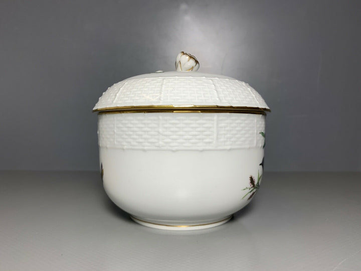 GROSSE MEISSEN DECKELDOSE ZUCKERDOSE DOSE VOGEL SCHMETTERLING TOP ZUSTAND 1.WAHL