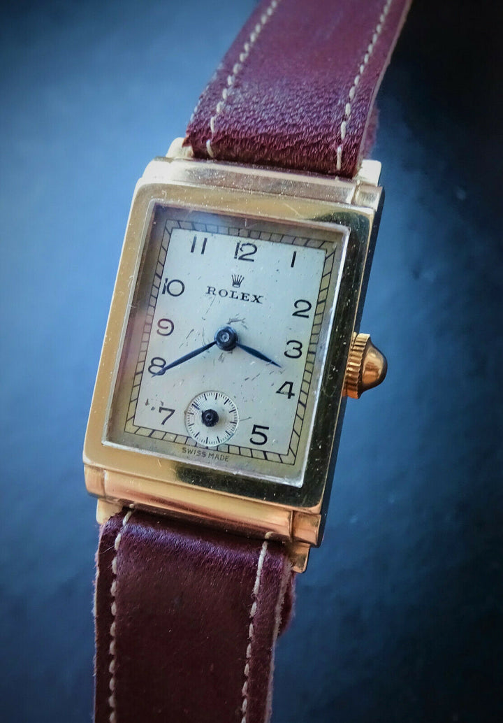 Rolex ♛ 2536 Art Deco Yellow Gold 9C 375 Antique Luxury Men's Watch 1930 Service