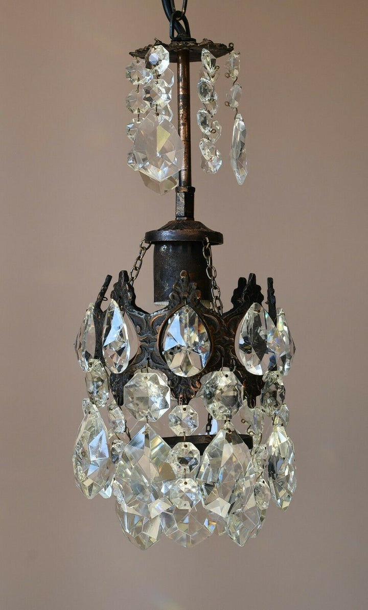 Vintage Crystal Chandelier Antique Brass French Style Home Lighting Retro lamp