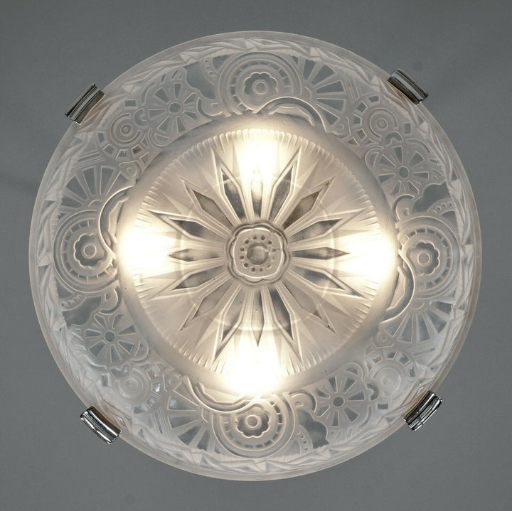 ミューラー兄弟：1930年フランスアールデコ調ペンダントシャンデリア