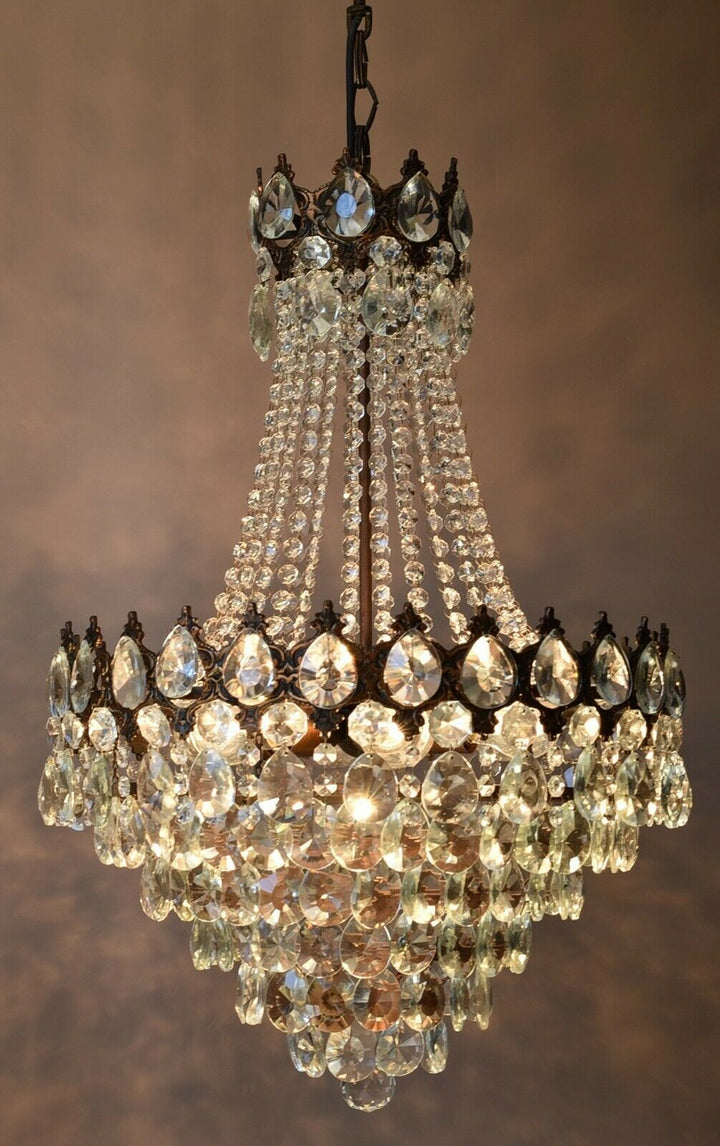 Vintage Crystal Chandelier, Antique Lighting, lamp, Hall pendant for Home Living