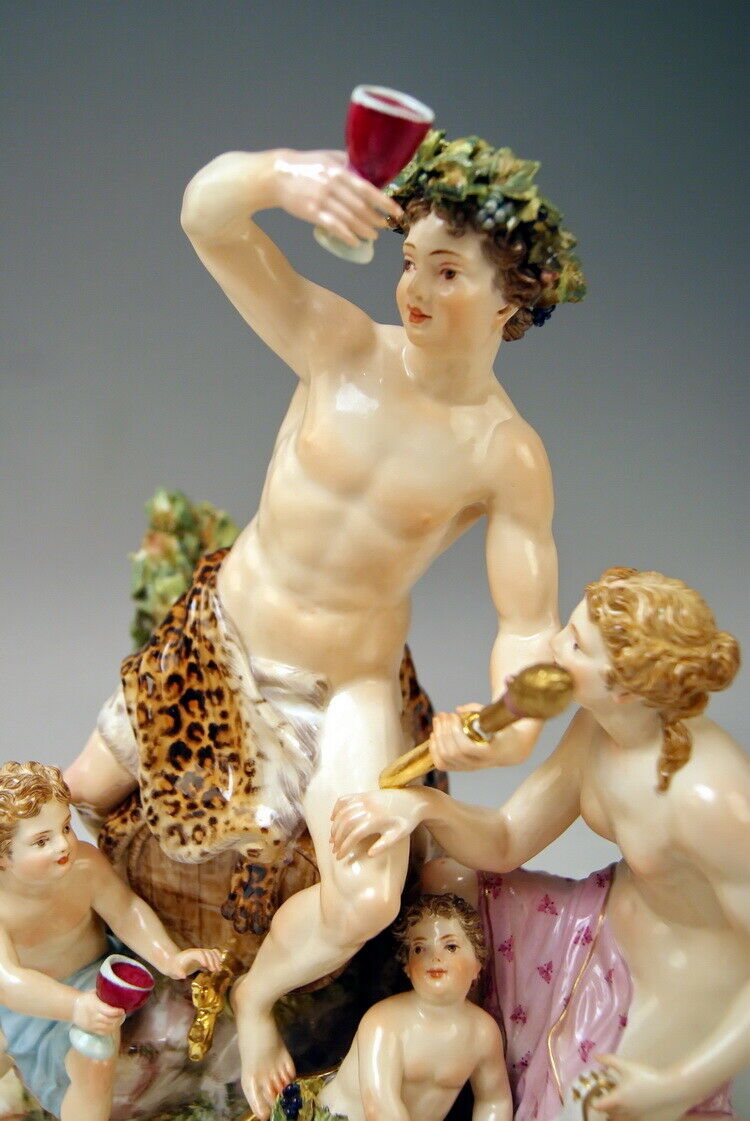 マイセン MEISSEN 邁森 GRUPPE BACCHUS NYMPHE GEFLÜGELTER PUTTO SATYR NR: C35X UM 1860