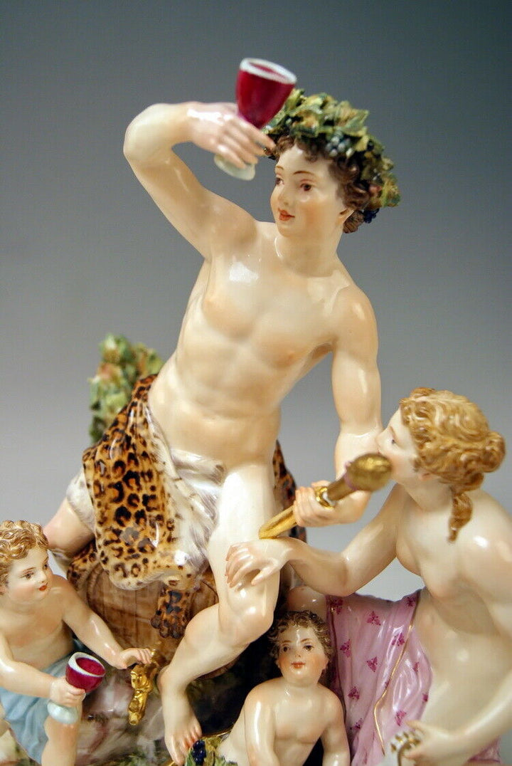 マイセン MEISSEN 邁森 GRUPPE BACCHUS NYMPHE GEFLÜGELTER PUTTO SATYR NR: C35X UM 1860