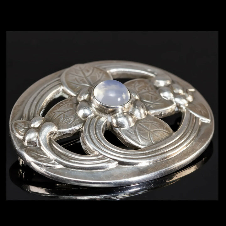 Georg Jensen Silver Brooch w/ Moonstone - #138