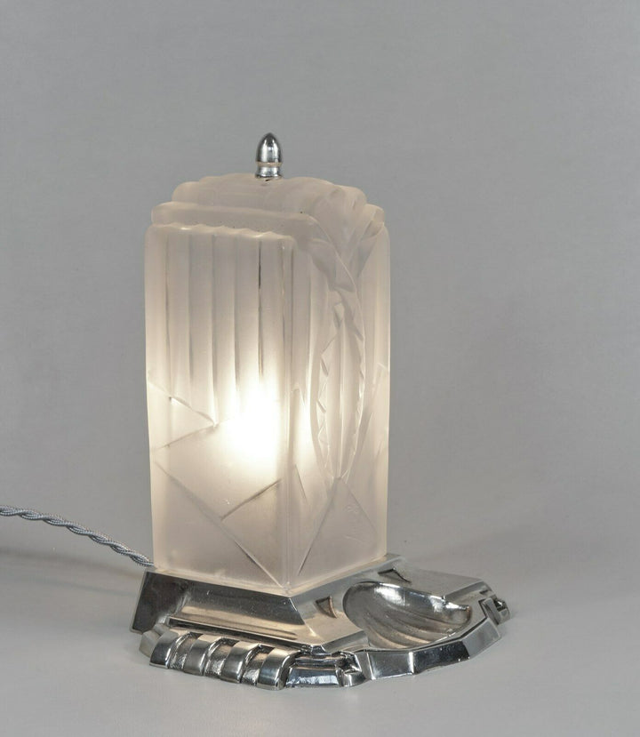 LÉON HUGUE : FRENCH 1930 ART DECO LAMP ......... degué daum era France veilleuse