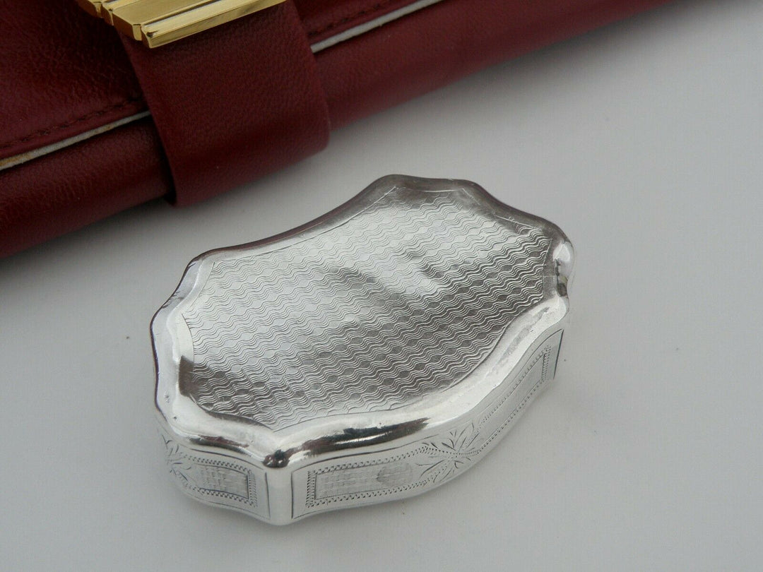 Antique French Sterling Silver pill Box Engraved decor