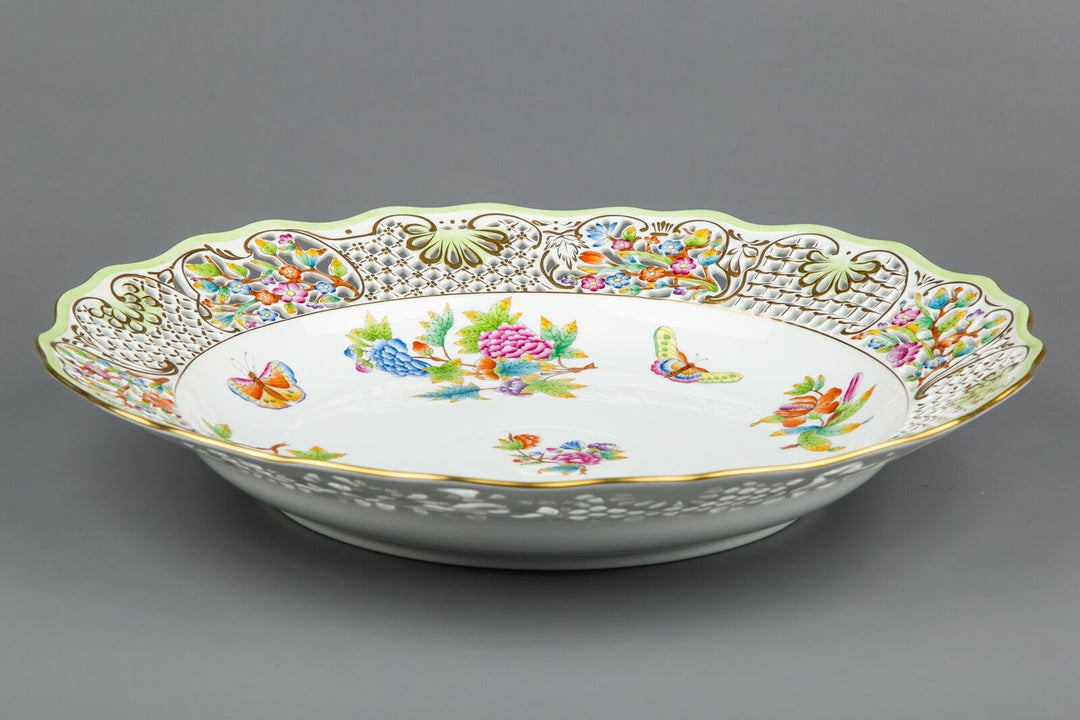 ヘレンド 透かし飾り皿 WE】Herend ヘレンド エキゾチックバード 染付 透かし飾り皿