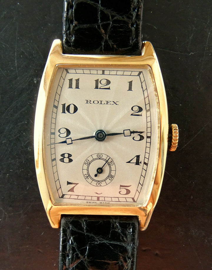 Rolex ♛ Art Deco 578 Rose Gold 9C 375 Tonneau Antique Luxury Men's Watch 1930