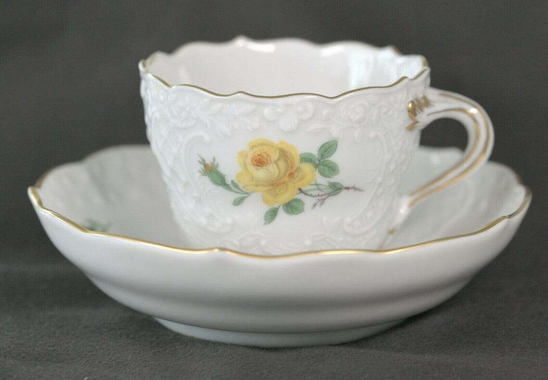 マイセン(Meissen)　カップ＆ソーサー　イエローローズ　ニューマルセイユ　金縁　1級品