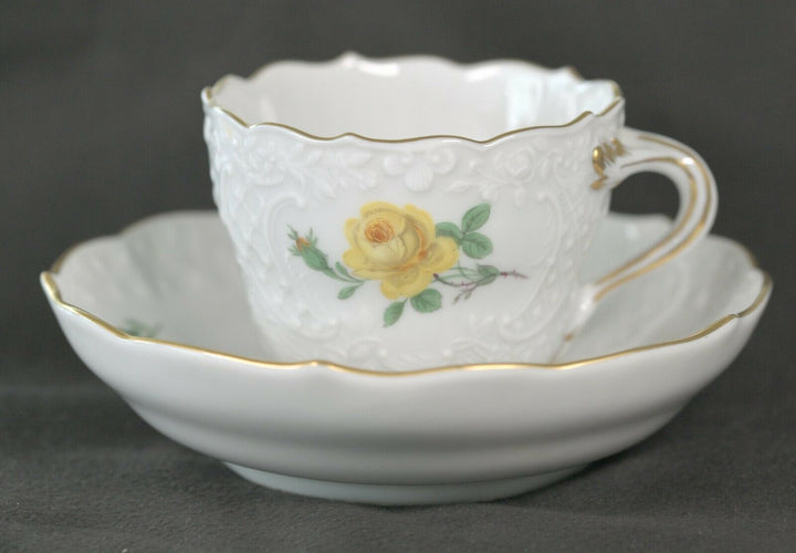 マイセン(Meissen)　カップ＆ソーサー　イエローローズ　ニューマルセイユ　金縁　1級品