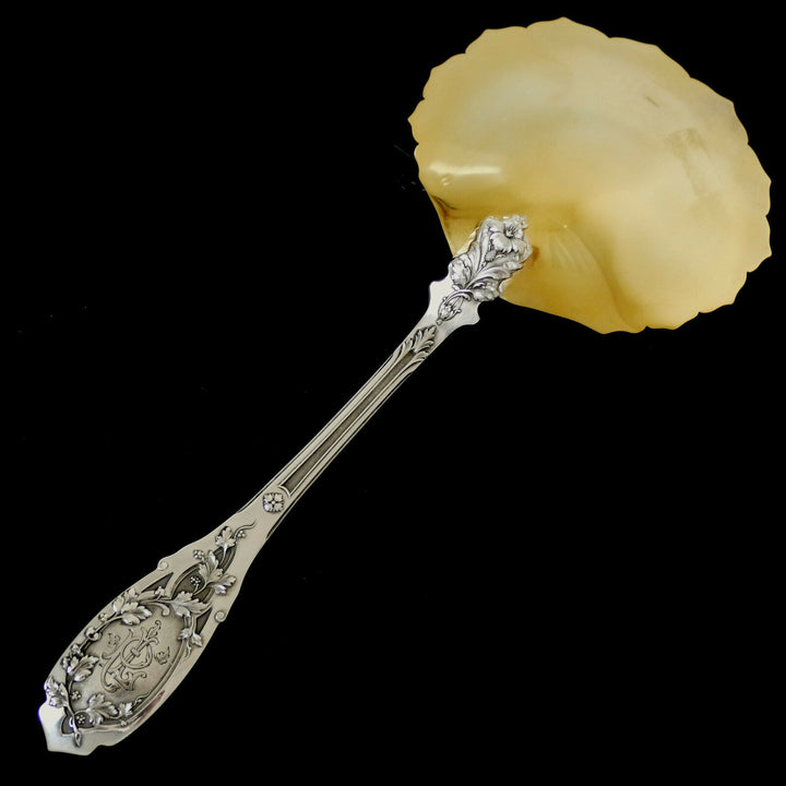 Puiforcat French Sterling Silver 18k Gold Strawberry Spoon w/box, Moderne