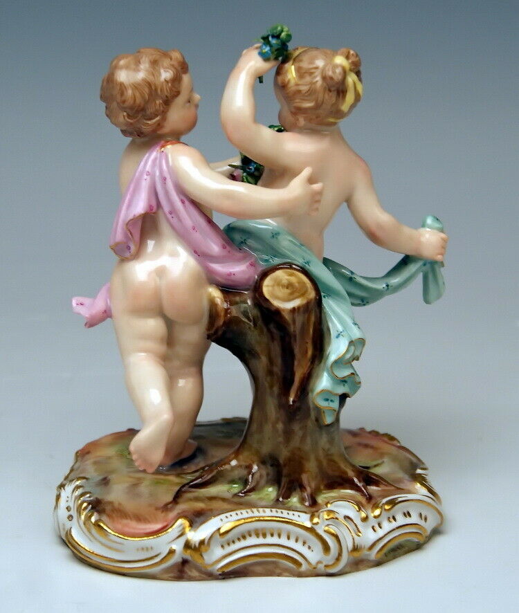 邁森 MEISSEN マイセン FIGUR AMORETTEN GRUPPE TANZENDES PAAR 2 GENIEN MNR: 2996 UM 1850