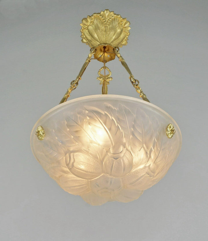 VERRERIE DES VOSGES : FRENCH ART DECO CHANDELIER ...... lustre lamp muller era