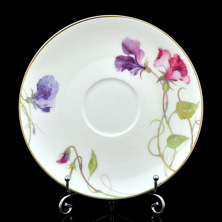 Imperial Porcelain Teacup & Saucer, Blooming Pea Floral Pattern, LOMONOSOV, LFZ