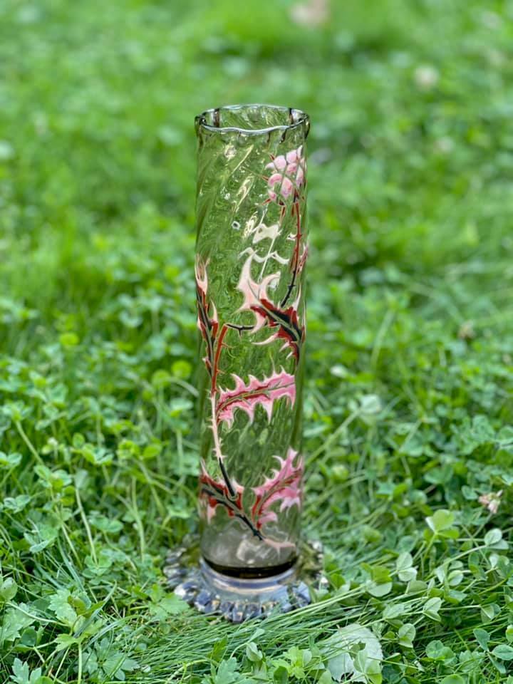 エミールガレ　初期作品　エナメルガラス　アザミの花瓶