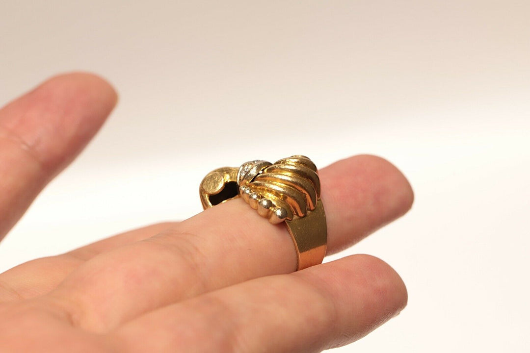 アンティーク 18K ナチュラルダイヤモンドのフラワースタイルリング