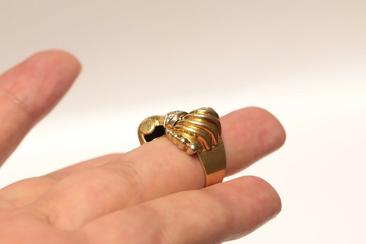 アンティーク 18K ナチュラルダイヤモンドのフラワースタイルリング