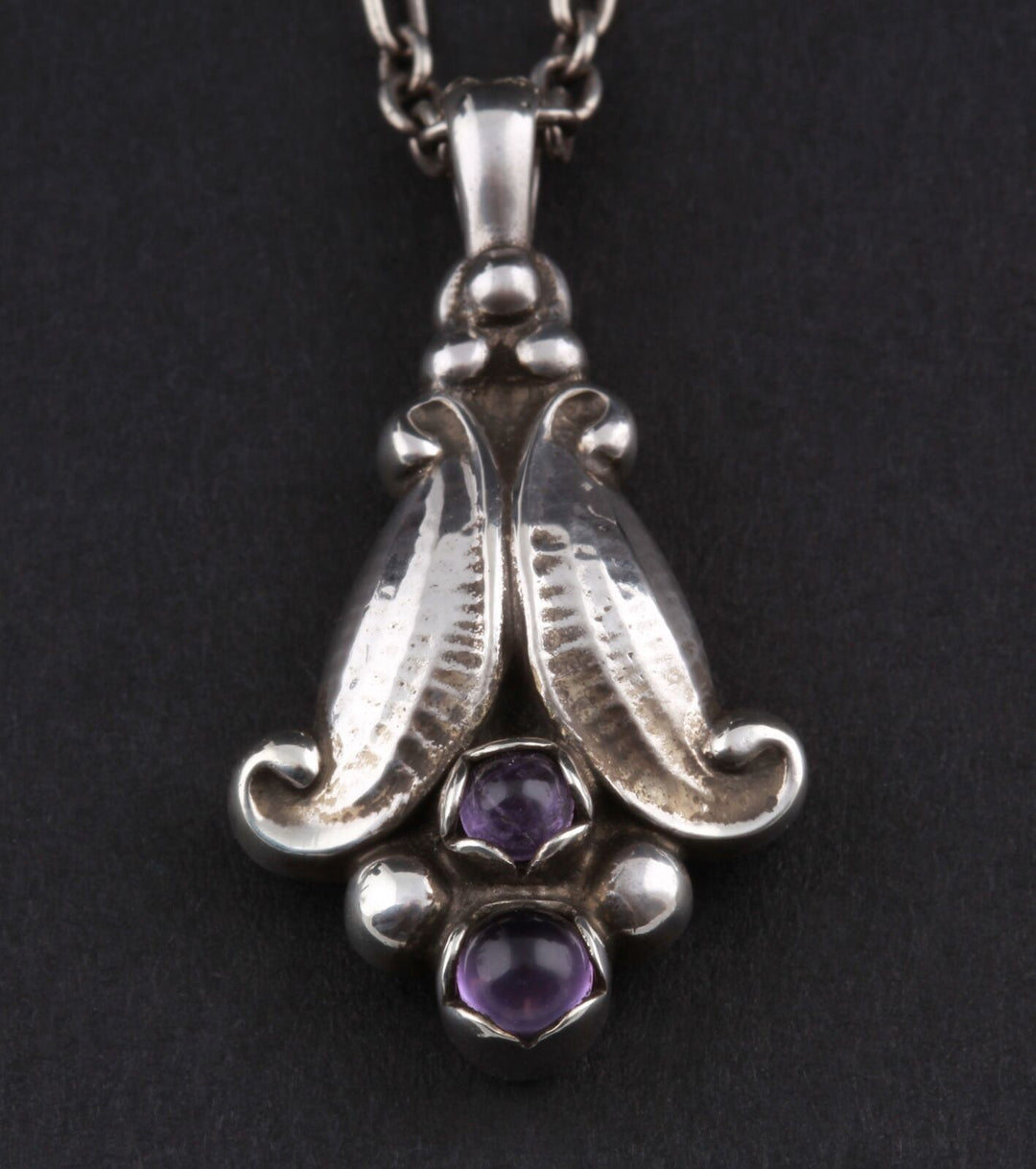 GEORG JENSEN Sterling Silver Pendant Of The Year 1993 with Amethyst. RARE!