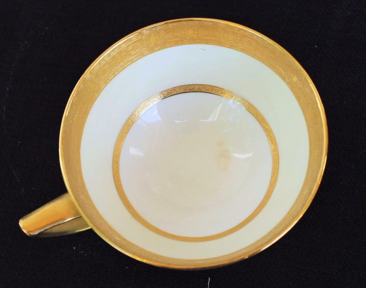 Vintage MINTON England Older Globe Gold Encrusted Cream Band #K155 Cup & Saucer
