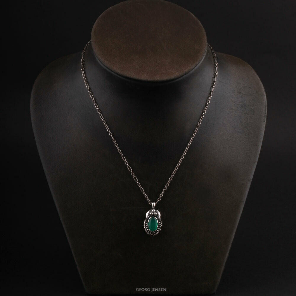 GEORG JENSEN Sterling Pendant of The Year 1992 / 2012 w. Green Agate. VERY RARE.