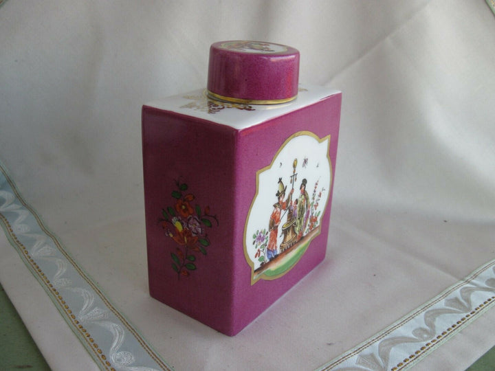 Schöne Meissen Teedose mit vielen Indischen Blumen und Chinoiserie