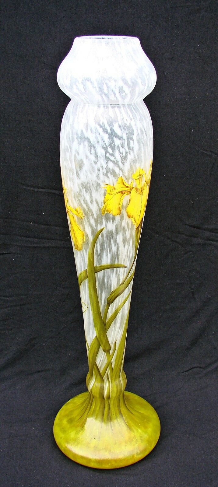 FRENCH ART NOUVEAU DAUM NANCY IRIS CAMEO VASE 56cm