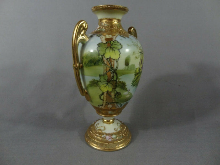 オールドノリタケ　水辺の風景の花瓶