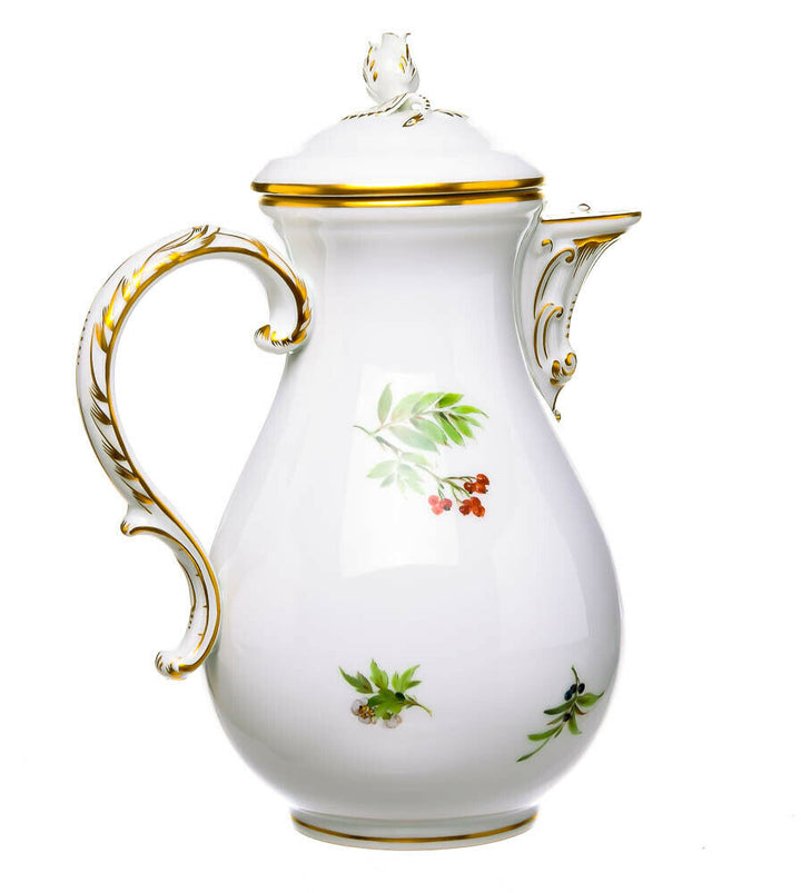 Kaffeekanne Vogel- & Zweigmalerei Meissen Neuer Ausschnitt Mitarbeiterware 22 cm