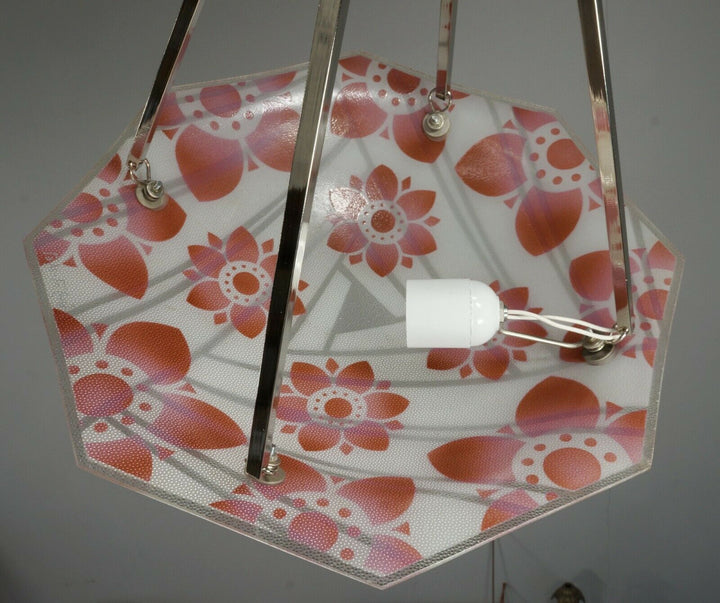 LOYS LUCHA : FRENCH 1930 ART DECO CHANDELIER .... pendant lamp daum era France