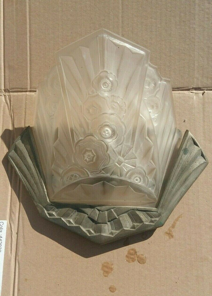 J.GAUTHIER EJG : PAIR OF 1930 FRENCH ART DECO WALL SCONCES ......... lights lamp