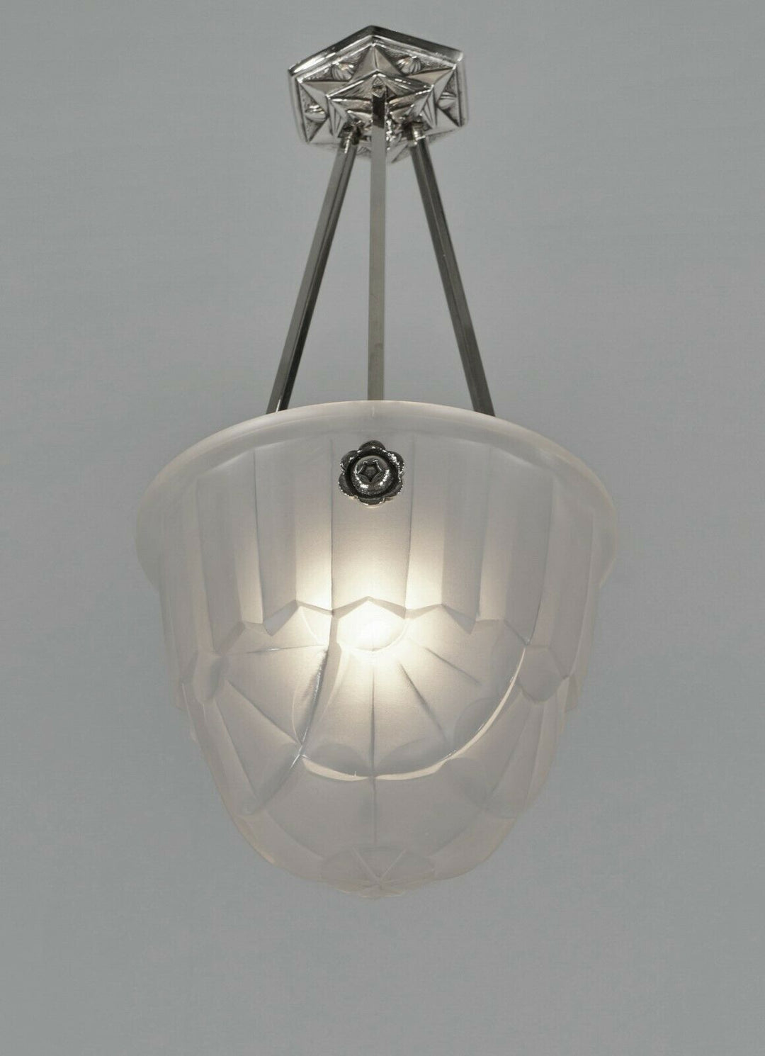 HUBENS & DEGUE : FRENCH ART DECO PENDANT CHANDELIER 1930 lamp muller era