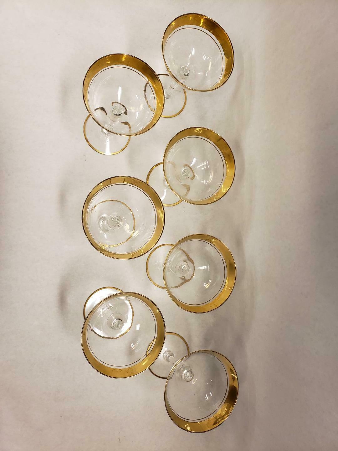 Set of 7 Vintage Champagne Tall Sherbert Glastonbury Lotus Minton Crystal Glass