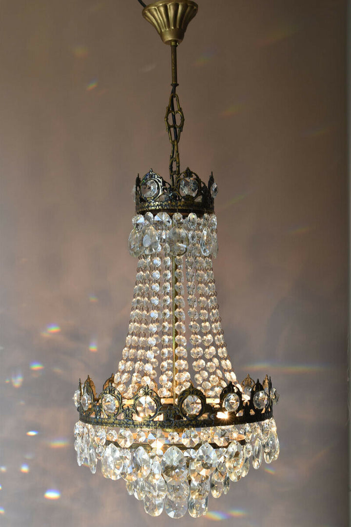 Big Sale,Vintage Crystal Chandelier, Antique French Style mid century Lighting