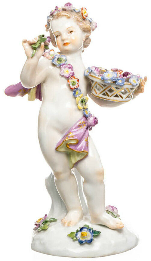 Figurine Cherub as Flower Child Meissen amoretten 1. Choice 1924-34 Height: 13,5cm