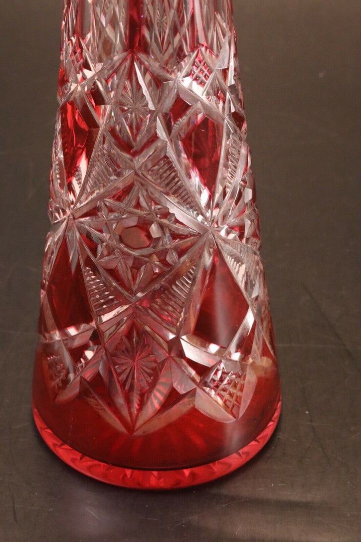 Carafe Baccarat cristal double Overlay taillé Lagny decanter vin du Rhin rubis