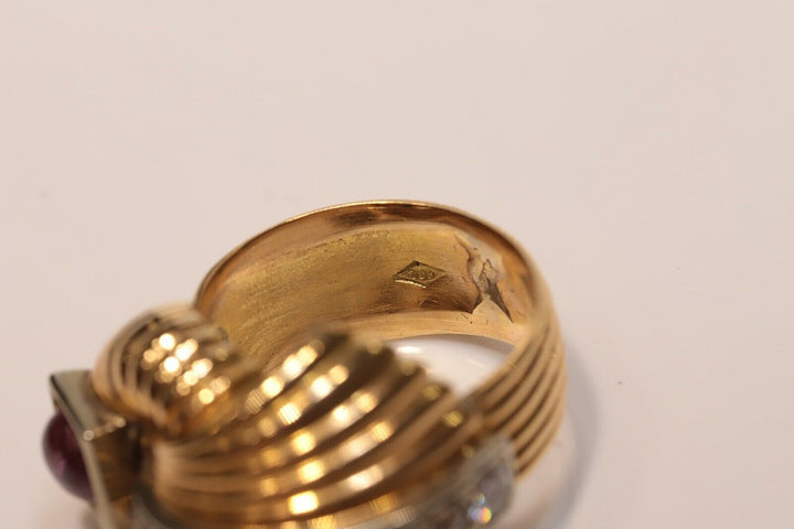 アンティーク ヴィクトリアン 18K ナチュラルダイヤモンドとルビーのリング