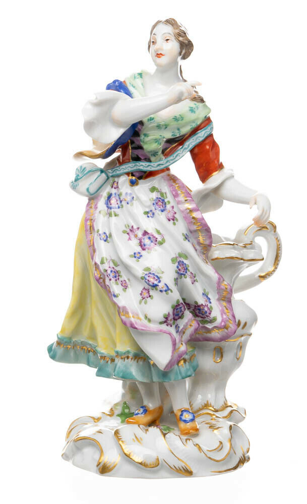 マイセン　フィギュリン　花瓶の横に立つ羊飼いの女性　J.J.ケンドラー