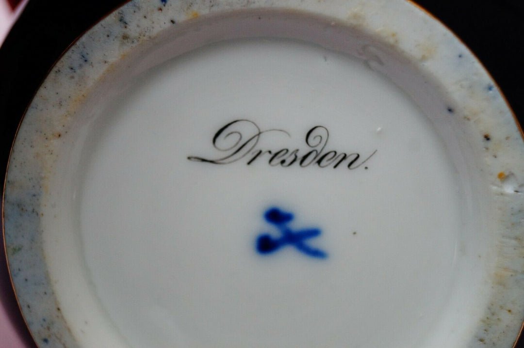 Meissen handpainted antique blue cobalt pot Dresden
