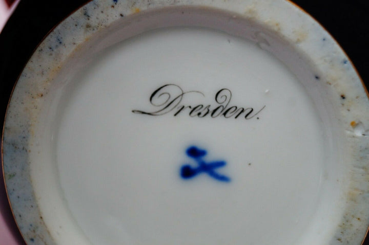 Meissen handpainted antique blue cobalt pot Dresden