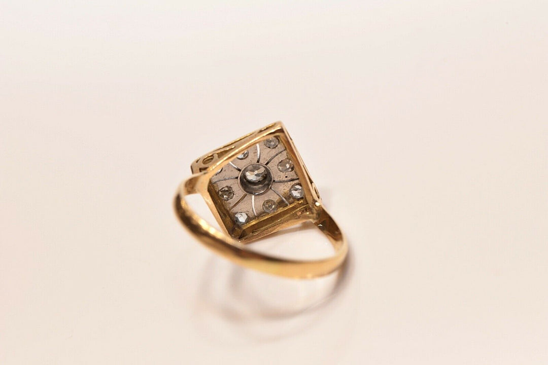 アンティーク アールデコ オリジナル 14K ナチュラルダイヤモンドのナヴェットリング