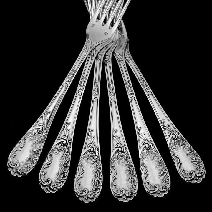 Puiforcat French Sterling Silver Dessert Entremet Flatware Set 12 Pc