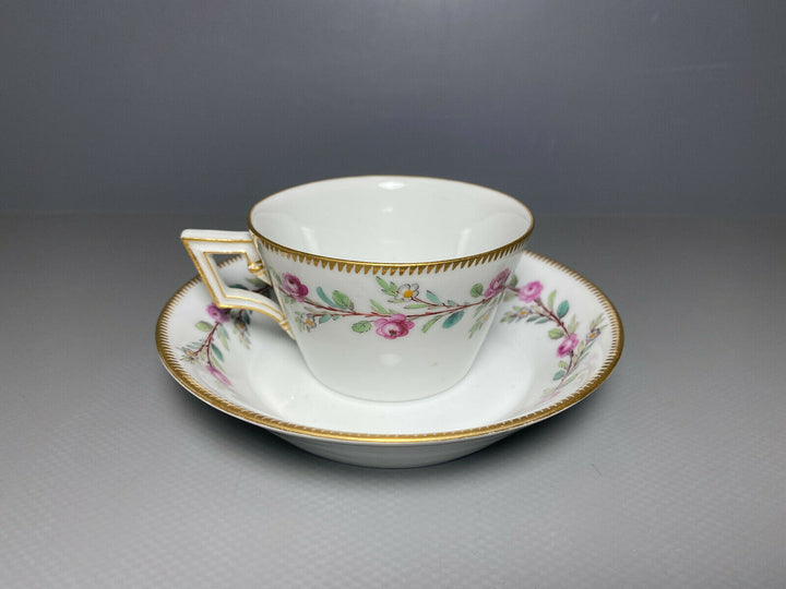 KPM BERLIN GEDECK TASSE UT BLUMEN ROSEN GOLD FLEURS EN TERRASSE? 1.WAHL UM 1780