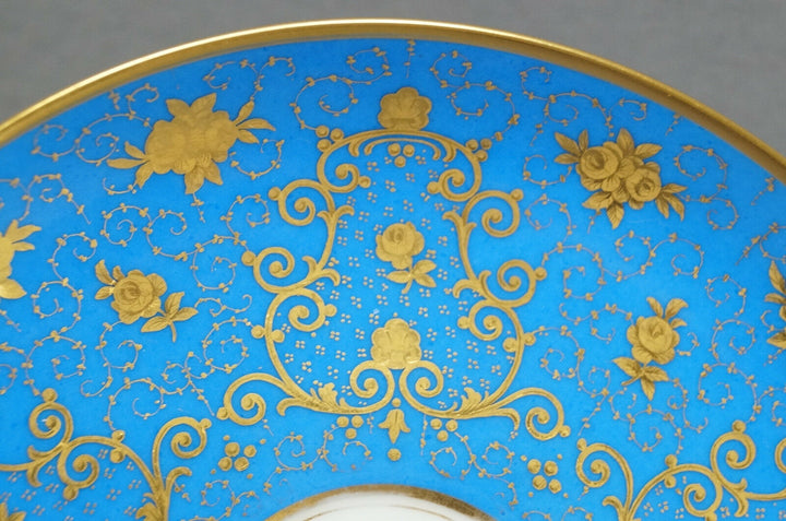 19th Century KPM Berlin Wilhelm I Royal Blue Gold Floral Oversized Cup & Saucer